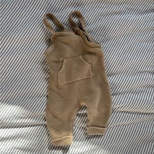little planet organic cotton Tan Knit Overalls for baby